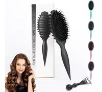 jatimdotin Curly Hair Brush, Curl Defining Boar Bristle Curl Defining Styling Brush, Defined Curls Detangling and Reduce Pulling and Separation, for Women and Men (Black)