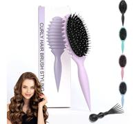 jatimdotin Curly Hair Brush, Curl Defining Boar Bristle Curl Defining Styling Brush, Defined Curls Detangling and Reduce Pulling and Separation, for Women and Men (Purple)