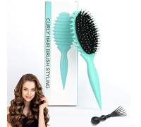 jatimdotin Curly Hair Brush, Curl Defining Boar Bristle Curl Defining Styling Brush, Defined Curls Detangling and Reduce Pulling and Separation, for Women and Men (Green)