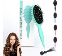 jatimdotin Curly Hair Brush, Curl Defining Boar Bristle Curl Defining Styling Brush, Defined Curls Detangling and Reduce Pulling and Separation, for Women and Men (Green)