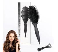 jatimdotin Hair Brush, Curl Hair Brush for Women, Boar Bristles Hair Brush for Combing and Shaping, Professional Brush Curl Separation for Defined Curls (Black)