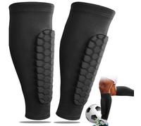 jatimdotin Shin Pads, Soccer Shin Guards, Honeycomb Compression Sleeve Football Shin Guards, Flexible Comfort & Protection, Football Shin Guards Sleeves For Teenagers and Adults (Black-XL)