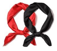 jatimdotin Square Scarves Women, 70x 70 cm Satin Headscarves, Squares Beach Bandanas for Scarves, Neck Scarfs, Accessories (Red+Black)