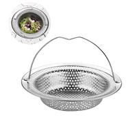 jatimdotin Stainless Steel Kitchen Sink Strainer Plug, Sink Strainer Protector With handle, Shower Hair Catcher for Bathroom, Bathtub, Kitchen (External Diameter 11cm, Inner Diameter 8cm)