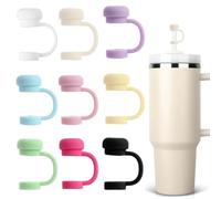 jatimdotin Straw Covers Cap 9Pcs, 10mm Silicone Straw Covers for Stanley Cup, Dust-Proof and Leak-Proof, for Stanley Cup 40/30 Oz Straws
