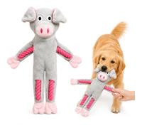 Jatmira Plush Dog Squeaky Toys for Small Medium Lage Breeds, Cute Dog Chewer Tough, Durable Stuffed Animal for Cuddling and Playing (Grey Piggy)