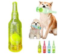 Jatmira Tennis Ball in Bottle Dog Toy [2025 New Upgrade] Reinforced and Thickened Rubber Bottle Dog Chew Toy with Ball Squeaky Fetch Toy Tough (Yellow, Large)
