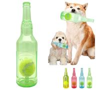 Jatmira Tennis Ball in Bottle Dog Toy [2025 New Upgrade] Reinforced and Thickened Rubber Bottle Dog Chew Toy with Ball Squeaky Fetch Toy Tough (Green, Medium)