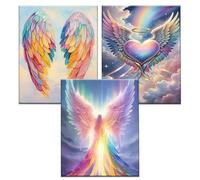 JATOK 3 Packs Paint by Number for Adults - 16x20in/40x50cm, Angel on Colored Rolled Canvas with 3 Sets Pigments, Easy DIY Acrylic Painting for Beginners, Home Wall Decor (No Frame)