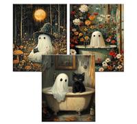 JATOK 3 Packs Paint by Number for Adults - 16x20in/40x50cm, Halloween on Colored Rolled Canvas with 3 Sets Pigments, Easy DIY Acrylic Painting for Beginners, Home Wall Decor (No Frame)
