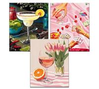JATOK 3 Packs Paint by Number for Adults - 16x20in/40x50cm, Painting on Rolled Colored Canvas for Beginners, Easy DIY Acrylic Pigment Drawing Paintwork for Home Wall Decor, Cocktail Party