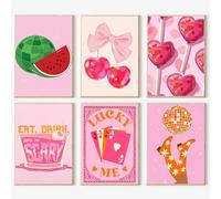 JATOK 6 Pack Paint by Numbers for Adults, Painting Kits for Beginners On Clear Colored Canvas, Easy DIY Acrylic Pigment Drawing Paintwork for Home Wall Decor, Pink Trend 20x30cm/8x12in (no Frame