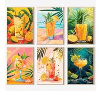 JATOK 6 Pack Paint by Numbers for Adults, Painting Kits for Beginners On Clear Colour Canvas, Easy DIY Acrylic Pigment Drawing Paintwork for Home Wall Decor, Cup 20x30cm/8x12in