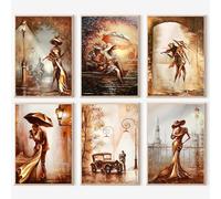 JATOK 6 Pack Paint by Numbers for Adults, Painting Kits for Beginners On Clear Symbols Colored Canvas, Easy DIY Acrylic Pigment Drawing Paintwork for Home Wall Decor, Lady 20x30cm (no Frame