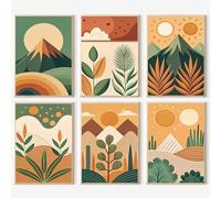 JATOK 6 Pack Paint by Numbers Kits for Adults, Painting Kits for Beginners On Clear Colored Canvas, Easy DIY Acrylic Pigment Drawing Paintwork for Home Wall Decor, Mountain 20x30CM/8x12in (no Frame