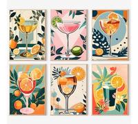 JATOK 6 Pcs Paint by Numbers for Adults, Painting Kits for Beginners On Clear Colored Canvas, Easy DIY Acrylic Pigment Drawing Paintwork for Home Wall Decor, Cup 20x30cm/8x12in (no Frame