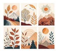 JATOK 6 Pcs Paint by Numbers Kits for Adults, Painting Kits for Beginners On Clear Colored Canvas, Easy DIY Acrylic Pigment Drawing Paintwork for Home Wall Decor, Mountain 20x30cm/8x12in (no Frame