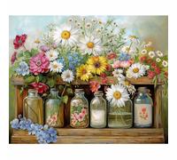JATOK Paint by Numbers for Adults, Painting Kits for Beginners On Clear Colored Canvas, Easy DIY Acrylic Pigment Drawing Paintwork for Home Wall Decor, Flower 40x50CM/16x20in (no Frame