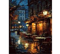 JATOK Paint by Numbers for Adults, Painting Kits for Beginners On Clear Symbols Colored Canvas, Easy DIY Acrylic Pigment Drawing Paintwork for Home Wall Decor, 16x20in Frameless, Night Scene