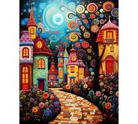 JATOK Paint by Numbers for Adults, Painting Kits for Beginners On Clear Symbols Colored Canvas, Easy DIY Acrylic Pigment Drawing Paintwork for Home Wall Decor, 16x20in Frameless, Town