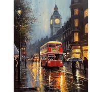 JATOK Paint by Numbers for Adults, Painting Kits for Beginners On Clear Symbols Colored Canvas, Easy DIY Acrylic Pigment Drawing Paintwork for Home Wall Decor, 16x20in Frameless, Street View