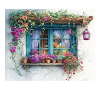 JATOK Paint by Numbers for Adults, Painting Kits for Beginners On Colored Canvas, Easy DIY Acrylic Pigment Drawing Paintwork for Home Wall Decor, 16x20in Frameless, Window