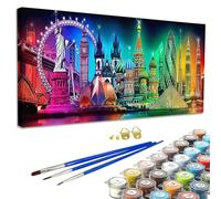 JATOK Paint by Numbers for Adults, Rainbow World Landmarks, 90 x 40 cm