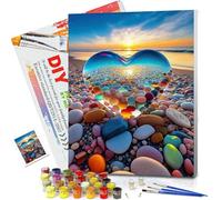 JATOK Paint by Numbers for Adults with Frame, Painting Kits for Beginners On Clear Colored Canvas, Easy DIY Acrylic Pigment Drawing Paintwork for Home Wall Decor, Heart 30x40CM/12x16in