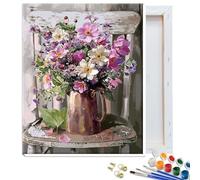 JATOK Paint by Numbers for Adults with Frame, Painting Kits for Beginners On Clear Colored Canvas, Easy DIY Acrylic Pigment Drawing Paintwork for Home Wall Decor, Flower 30x40CM/12x16in