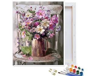 JATOK Paint by Numbers for Adults with Frame, Painting Kits for Beginners On Clear Colored Canvas, Easy DIY Acrylic Pigment Drawing Paintwork for Home Wall Decor, Flower 30x40CM/12x16in