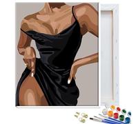 JATOK Paint by Numbers for Adults with Frame, Painting Kits for Beginners On Colored Canvas, Easy DIY Acrylic Pigment Drawing Paintwork for Home Wall Decor, 30x40cm/12x16in, Lady