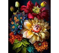 JATOK Paint by Numbers Kits for Adults, Painting Kits for Beginners - Colour Rolled Canvas, Easy DIY Art for Home Decor, Stress Relief Gift (Flower, 16x20 Inch Unframed)