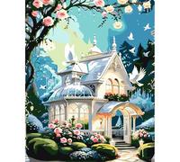 JATOK Paint by Numbers Kits for Adults, Painting Kits for Beginners On Clear Symbols Colored Canvas, Easy DIY Acrylic Pigment Drawing Paintwork for Home Wall Decor, 16x20in Frameless, Castle