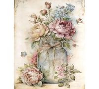 JATOK Paint by Numbers Kits for Adults, Painting Kits for Beginners On Clear Symbols Colored Canvas, Easy DIY Acrylic Pigment Drawing Paintwork for Home Wall Decor, 16x20in Frameless, Flower