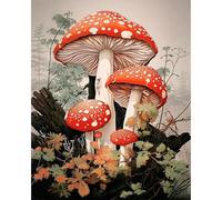 JATOK Paint by Numbers Kits for Adults, Painting Kits for Beginners On Clear Symbols Colored Canvas, Easy DIY Acrylic Pigment Drawing Paintwork for Home Wall Decor, 16x20in Frameless, Mushroom