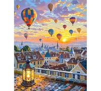 JATOK Paint by Numbers Kits for Adults, Painting Kits for Beginners On Colored Canvas, Easy DIY Acrylic Pigment Drawing Paintwork for Home Wall Decor, 16x20in Frameless, Hot Air Balloon