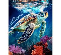 JATOK Paint by Numbers Kits for Adults, Painting Kits for Beginners On Colored Canvas, Easy DIY Acrylic Pigment Drawing Paintwork for Home Wall Decor, 16x20in Frameless, Sea Turtles