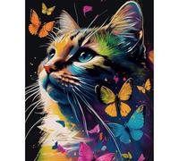 JATOK Paint by Numbers Kits for Adults, Painting Kits for Beginners On Colored Canvas, Easy DIY Acrylic Pigment Drawing Paintwork for Home Wall Decor, 16x20in Frameless, Cat