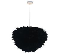 Jatwefiv Feather Chandelier with E27 Screw Mouth & Iron Lamp Body: Handmade Feathered Lampshade Pendant Light for Bedroom Dining Room Living Room Soft Warm Glow,Black,30