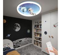 Jatwefiv LED Astronaut Ceiling Lamp Cartoon Astronauts Ceiling Light Dimmable with Remote Control Creative Children's Room Ceiling Lighting for Kids Room Kindergarten,48cm