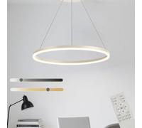 Jatwefiv Modern LED Round Pendant Lamp Height Adjustable hanging Lights Ring Pendant Light Dimmable with Remote Control Living Room Simple Chandeliers for Dining Room Bedroom,White