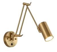 Jatwefiv Swing Arm Wall Light Dimmable Bedside wall lights Long Arm Rotation Reading Lamp E27 for Bedroom Readroom Reasturant,Gold,A2