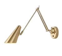Jatwefiv Swing Arm Wall Light Dimmable Bedside wall lights Long Arm Rotation Reading Lamp E27 for Bedroom Readroom Reasturant,Gold,B2