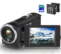 JAUAMAP Video Camera Camcorder, Qhd 2.7K Camcorder 50Mp 16X Digital Video Camera For Youtube, 2.8'' 270 Degree Rotation Screen Video Recorder Vlogging Camera With 32Gb Card And Two Batteries,Black