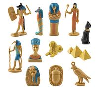Jauarta 12 Pcs Ancient Egypt God Goddess Figurines - Nebastre, King Tutankhamun, Issy Sri Lanka, Mummy Box - Hand-Polished, Exotic & Eye-Catching, PVC Material, Office or Home Decor (BL-1136