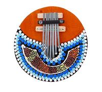 Jauarta 7 Key Thumb Piano, Coconut Shell Finger Thumb Piano Musical Instrument Handmade with Metal Keys, Wood Grain, Small Size and Light Weight, Exquisite Workmanship