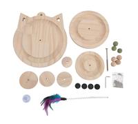 Jauarta Cat Turntable Ball Toy Pine Wood Multi Level Reduce Boredom Interactive Roller Toy for Cat Scratching Playing