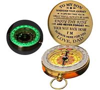 Jauarta Glow in the Dark, Retro Style, Copper Compass With Clear Scale & Reading Mirrors, Ideal for Camping & Outdoor Activities, Dad To Son Navigation Tool