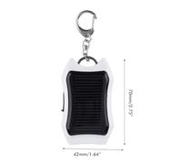 Jauarta Solar Portable Keychain, Mini Power Bank With LED Flashlight for Outdoor USB Battery Pack Emergency Phone, ABS Material, 7x4.2x1.6cm, Cool White Light Color (White)