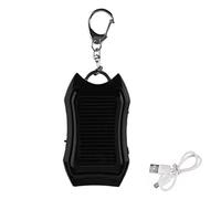 Jauarta Solar Portable Keychain, Mini Power Bank With LED Flashlight for Outdoor USB Battery Pack Emergency Phone, ABS Material, 7x4.2x1.6cm, Cool White Light Color (black)